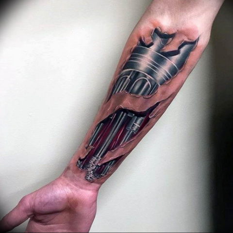 Photo forearm biomechanics tattoo 30.07.2019 №030 - biomechanics tattoo ...