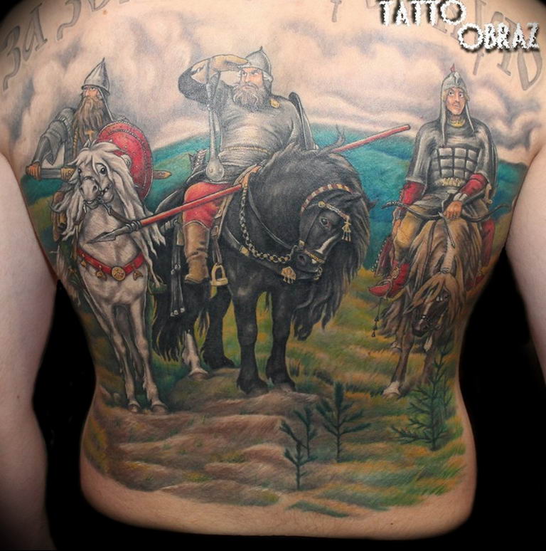 Photo tattoo Russian warriors 31.07.2019 №077 - tattoo bogatyr - tattoovalue.net
