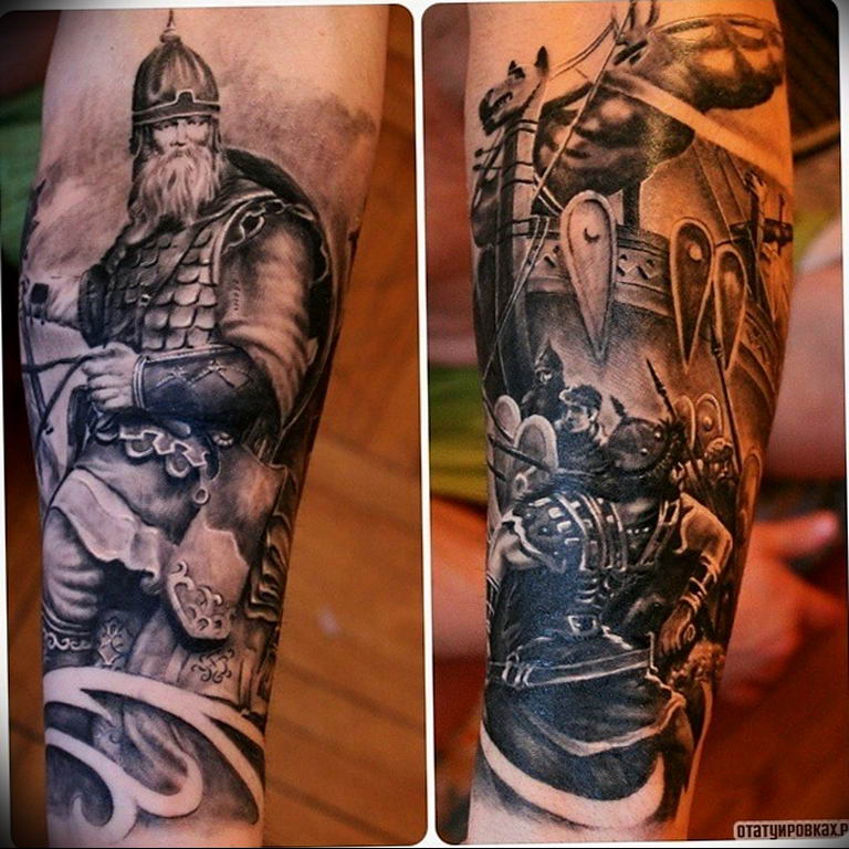 Photo tattoo Russian warriors 31.07.2019 №097 - tattoo bogatyr - tattoovalue.net