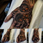 Photo tattoo biomechanics on hand 30.07.2019 №012 - biomechanics tattoo - tattoovalue.net