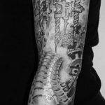 Photo tattoo black and white biomech 30.07.2019 №013 - biomechanics tattoo - tattoovalue.net