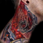 Photo tattoo on the neck of biomecha 30.07.2019 №002 - biomechanics tattoo - tattoovalue.net