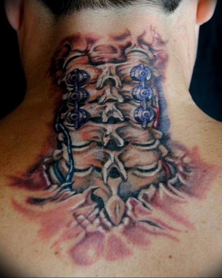 Photo tattoo on the neck of biomecha 30.07.2019 №011 - biomechanics tattoo - tattoovalue.net