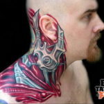 Photo tattoo on the neck of biomecha 30.07.2019 №013 - biomechanics tattoo - tattoovalue.net