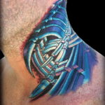 Photo tattoo on the neck of biomecha 30.07.2019 №022 - biomechanics tattoo - tattoovalue.net