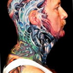 Photo tattoo on the neck of biomecha 30.07.2019 №025 - biomechanics tattoo - tattoovalue.net