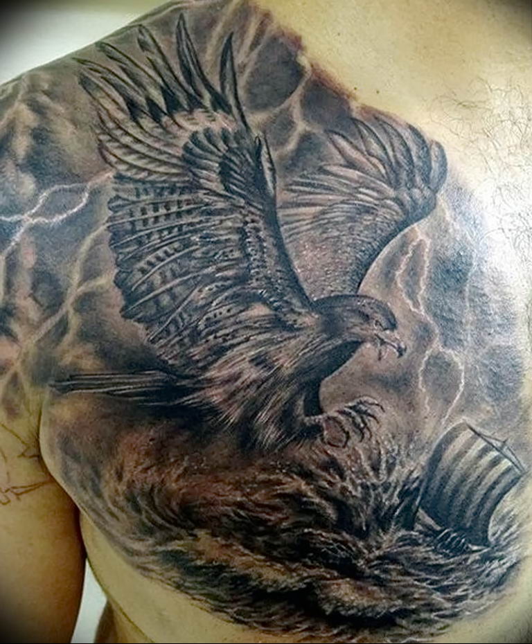 photo Golden Eagle tattoo 12.07.2019 №009 - example of drawing tattoo eagle - tattoovalue.net