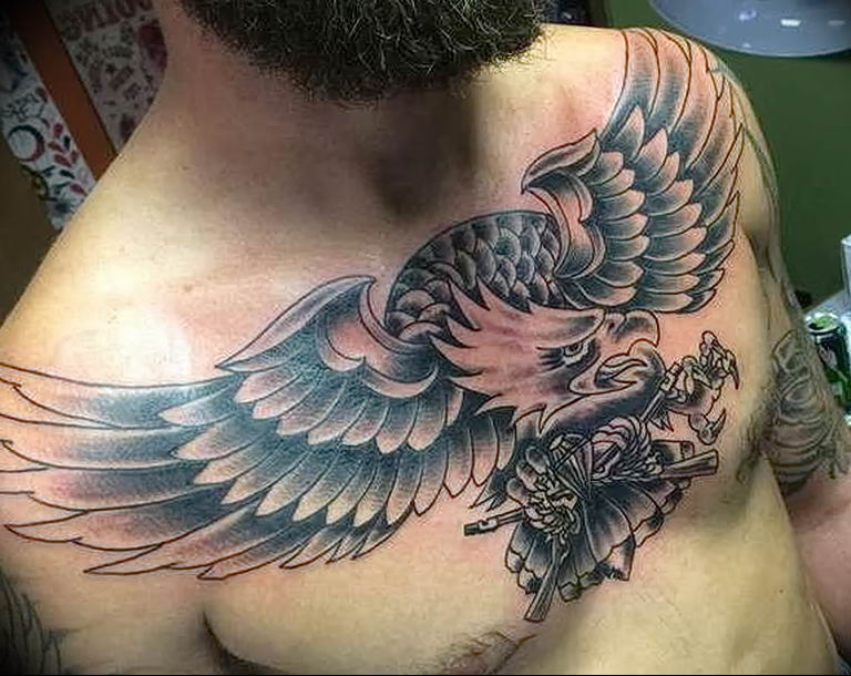 photo Golden Eagle tattoo 12.07.2019 №046 - example of drawing tattoo eagle - tattoovalue.net