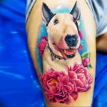 Photo bull terrier tattoo 11.08.2019 №026 - bull terrier tattoo example - tattoovalue.net