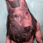 Photo tattoo bull terrier on hand 11.08.2019 №001 - tattoo bull terrier example - tattoovalue.net