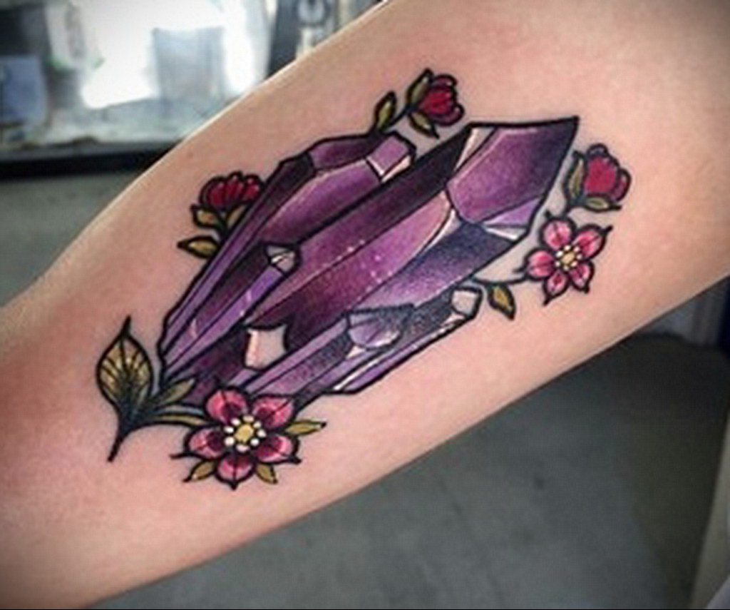 crystal tattoo with flowers 30.09.2019 №021 -crystal tattoo- tattoovalue.net