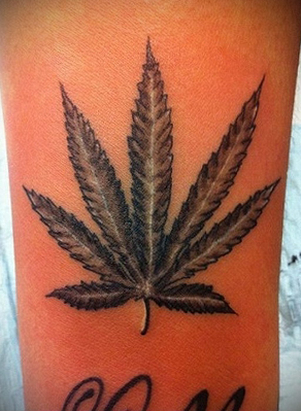 hemp leaf tattoo 30.09.2019 №018 -hemp (MARIJUANA) tattoo- tattoovalue.net