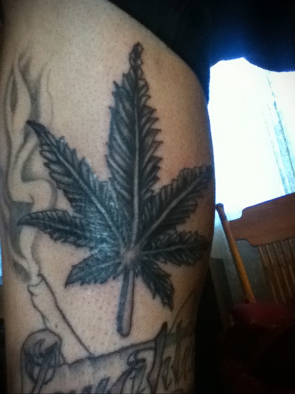 weed leaf tattoos with smoke