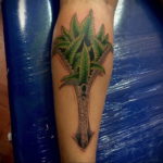 tattoo on the arm of marijuana 30.09.2019 №022 -hemp (MARIJUANA) tattoo- tattoovalue.net