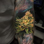 tattoo on the arm of marijuana 30.09.2019 №001 -hemp (MARIJUANA) tattoo- tattoovalue.net