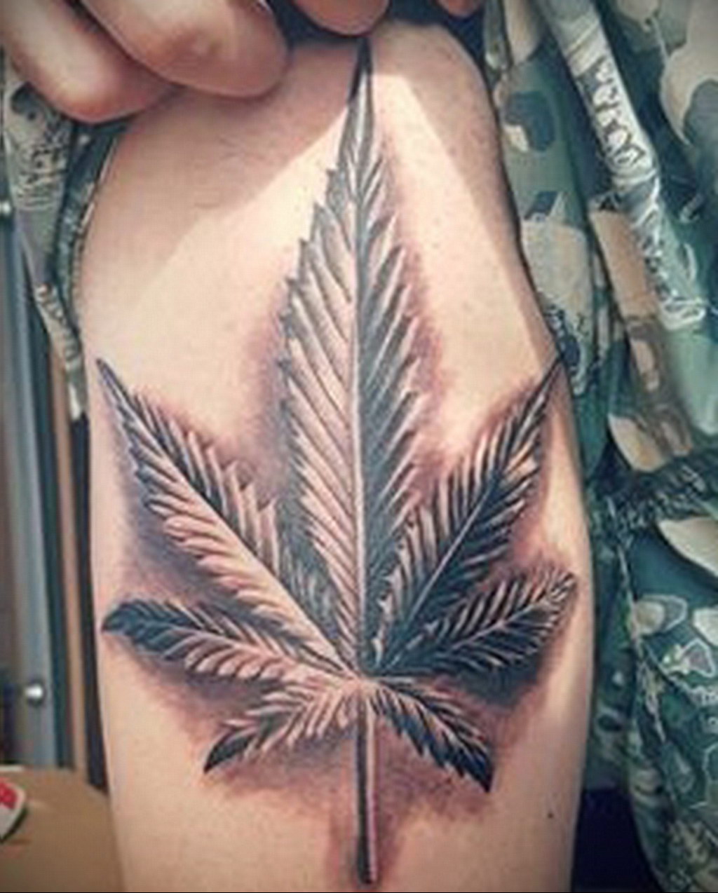 tattoo on the arm of marijuana 30.09.2019 №003 -hemp (MARIJUANA) tattoo- tattoovalue.net
