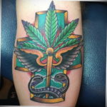 tattoo on the arm of marijuana 30.09.2019 №009 -hemp (MARIJUANA) tattoo- tattoovalue.net