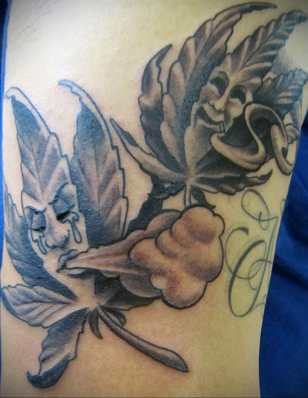 tattoo on the arm of marijuana 30.09.2019 №010 -hemp (MARIJUANA) tattoo- tattoovalue.net