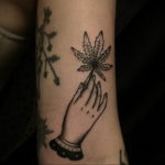 tattoo on the arm of marijuana 30.09.2019 №011 -hemp (MARIJUANA) tattoo- tattoovalue.net