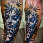 tattoo on the arm of marijuana 30.09.2019 №012 -hemp (MARIJUANA) tattoo- tattoovalue.net