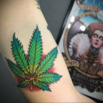 tattoo on the arm of marijuana 30.09.2019 №016 -hemp (MARIJUANA) tattoo- tattoovalue.net