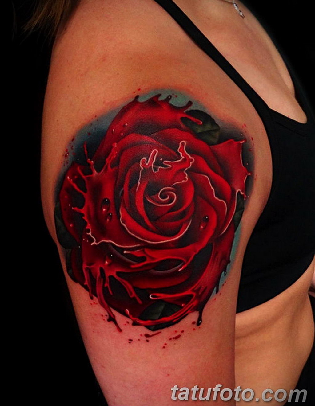 Photo blood rose tattoo 22.10.2019 №034 - blood rose tattoo - tattoovalue.net