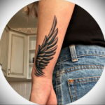 Photo example drawing of a tattoo with Hermes wings 07.10.2019 №050 -tattoo- tattoovalue.net