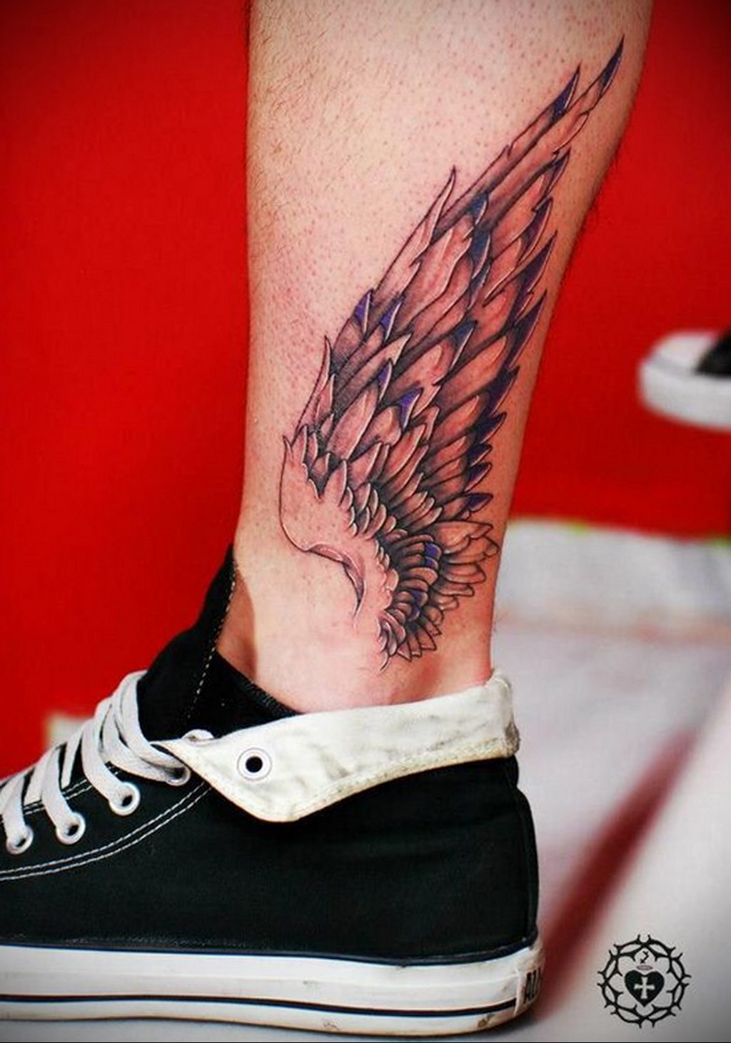 Photo example drawing of a tattoo with Hermes wings 07.10.2019 №091 -tattoo- tattoovalue.net