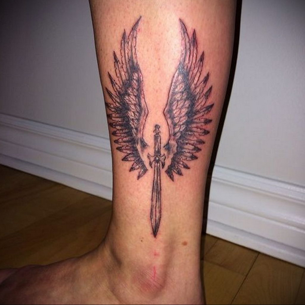 Photo example drawing of a tattoo with Hermes wings 07.10.2019 №097 -tattoo- tattoovalue.net