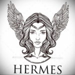 Photo example drawing of a tattoo with Hermes wings 07.10.2019 №146 -tattoo- tattoovalue.net