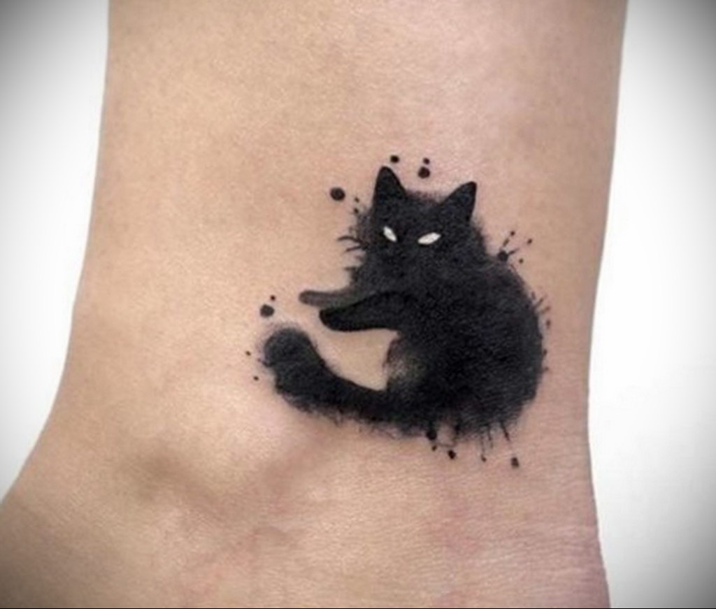 black cat tattoo 03.12.2019 №001 -cat tattoo- tattoovalue.net