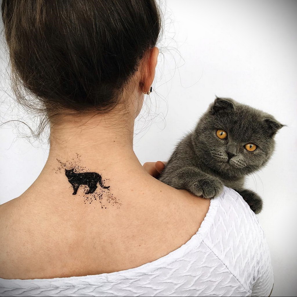 black cat tattoo 03.12.2019 №007 -cat tattoo- tattoovalue.net