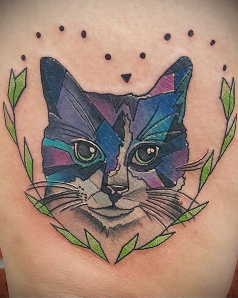 cat face tattoo 03.12.2019 №034 -cat tattoo- tattoovalue.net