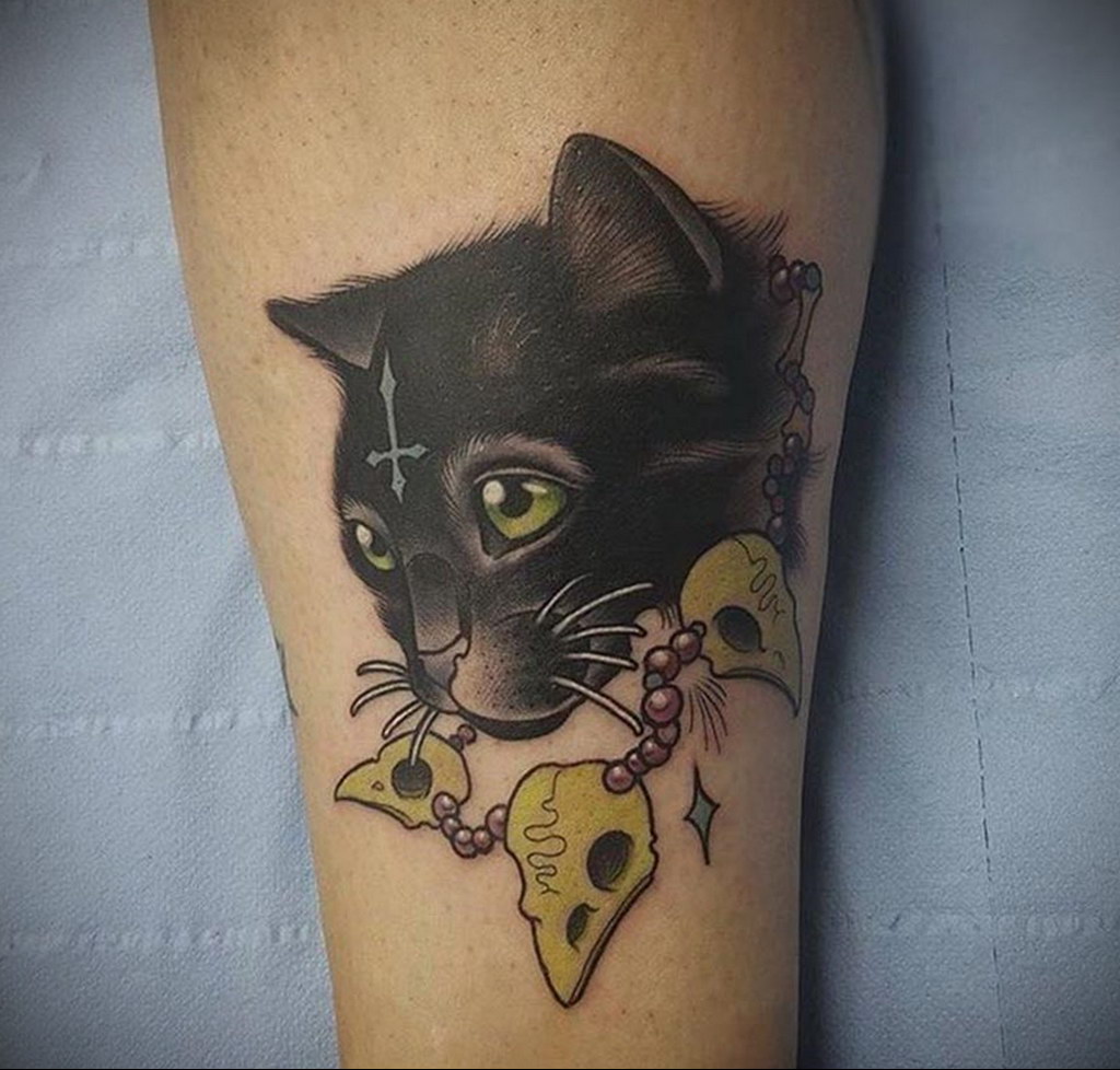 cat face tattoo 03.12.2019 №055 -cat tattoo- tattoovalue.net