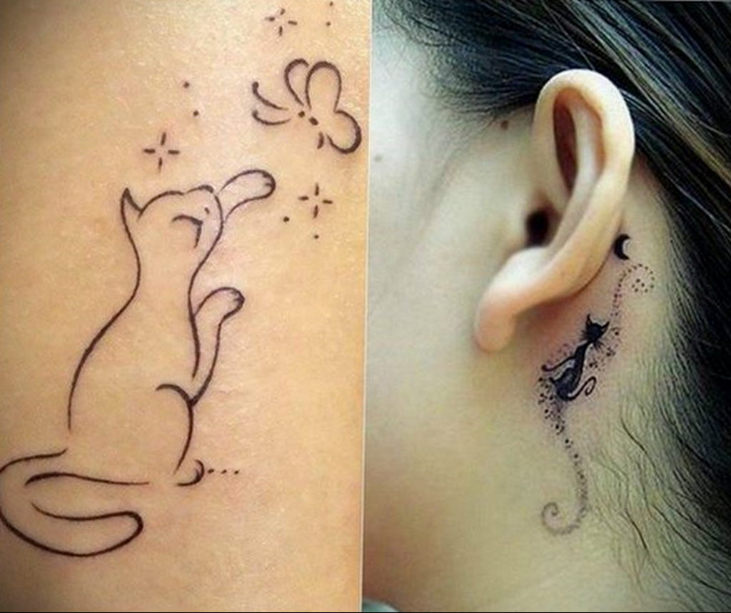 cat silhouette tattoo  №003 -cat tattoo -  