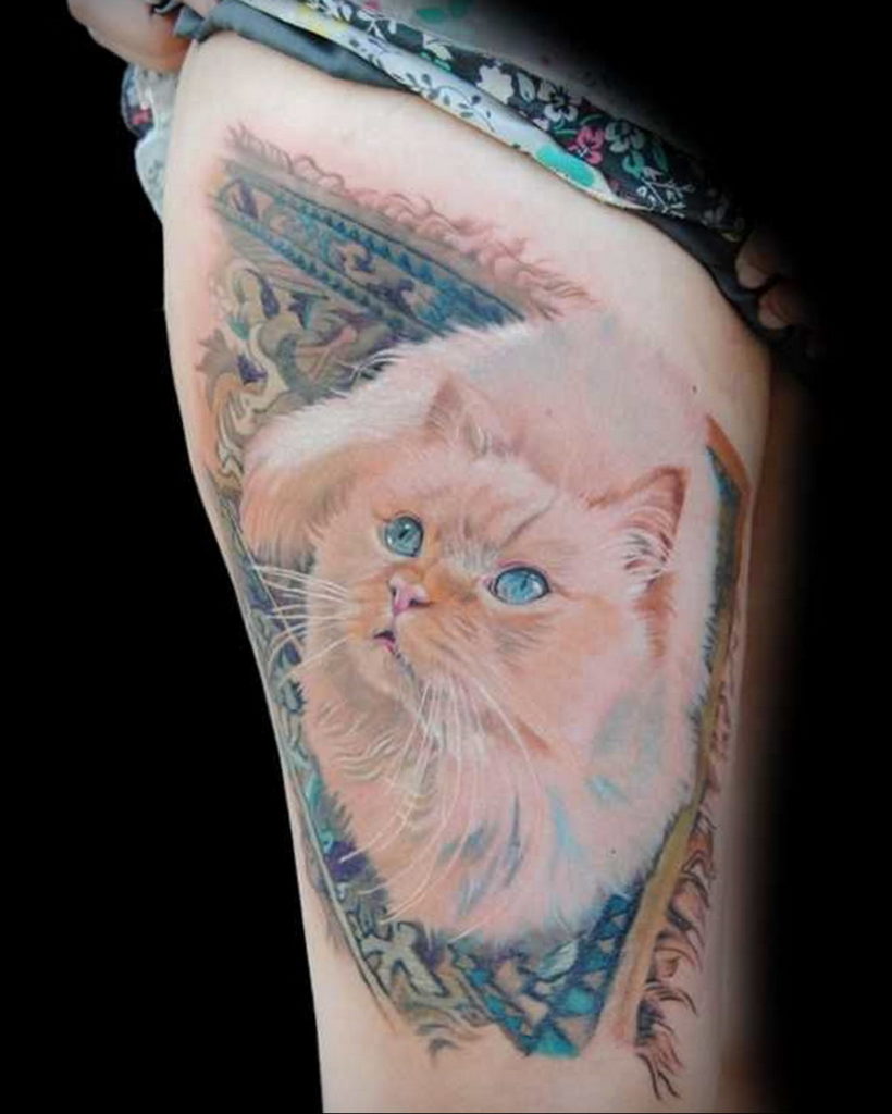 cat tattoo on hip 03.12.2019 №019 -cat tattoo- tattoovalue.net