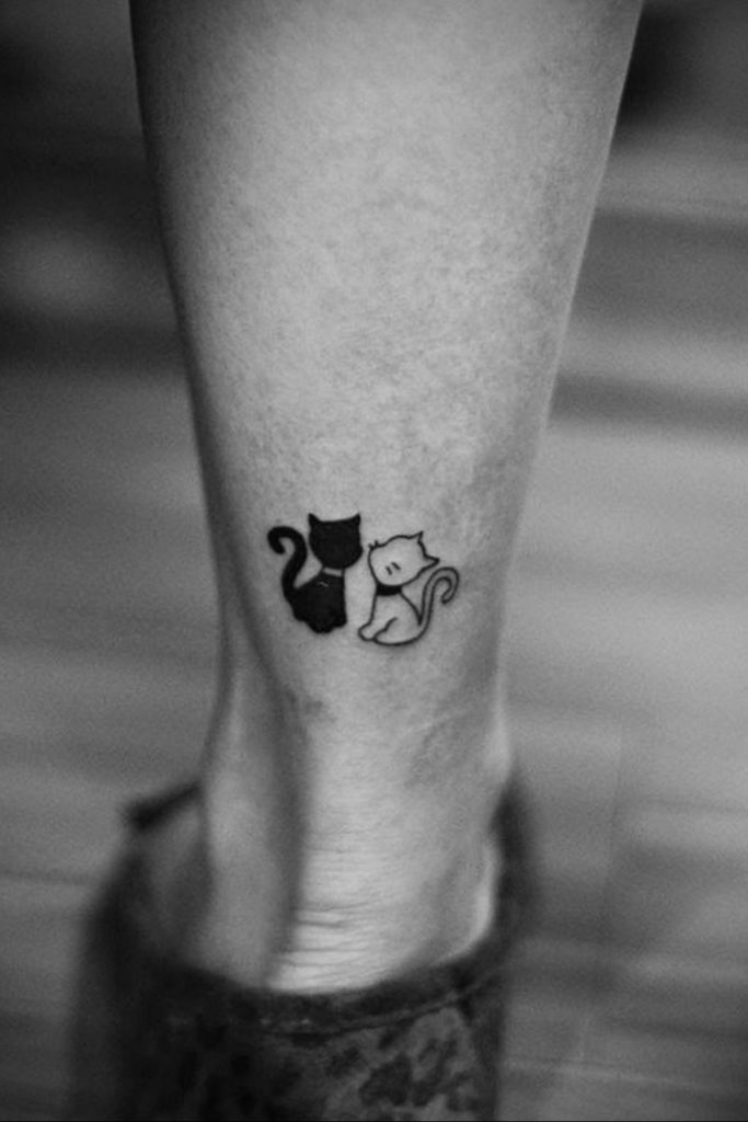 cat tattoo on leg 03.12.2019 №011 -cat tattoo- tattoovalue.net