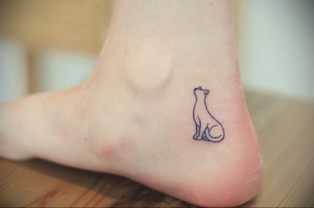 cat tattoo on leg 03.12.2019 №032 -cat tattoo- tattoovalue.net