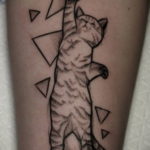 cat tattoo on leg 03.12.2019 №036 -cat tattoo- tattoovalue.net