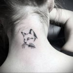 cat tattoo on the neck 03.12.2019 №004 -cat tattoo- tattoovalue.net