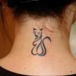 cat tattoo on the neck 03.12.2019 №001 -cat tattoo- tattoovalue.net