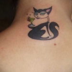 cat tattoo on the neck 03.12.2019 №014 -cat tattoo- tattoovalue.net