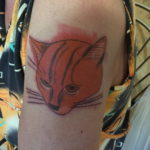 cat tattoo on the shoulder 03.12.2019 №016 -cat tattoo- tattoovalue.net