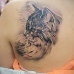 cat tattoo on the shoulder 03.12.2019 №003 -cat tattoo- tattoovalue.net