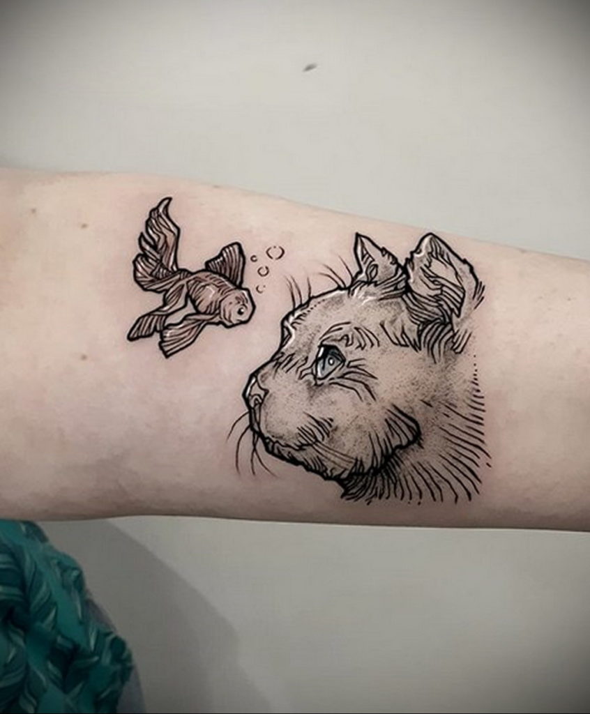cat tattoo on the wrist 03.12.2019 №027 -cat tattoo- tattoovalue.net