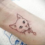 cat tattoo on the wrist 03.12.2019 №030 -cat tattoo- tattoovalue.net