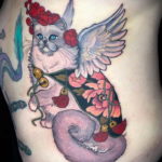 cat tattoo with wings 03.12.2019 №010 -cat tattoo- tattoovalue.net