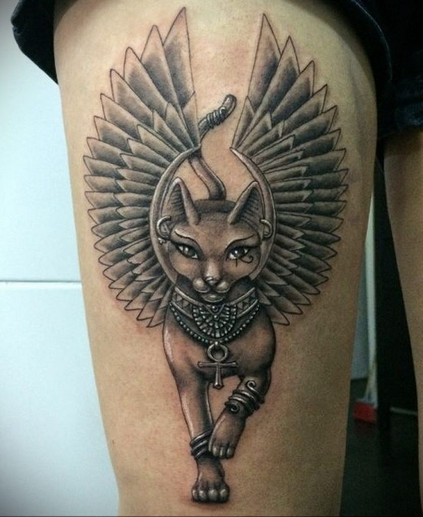cat tattoo with wings 03.12.2019 №004 -cat tattoo- tattoovalue.net