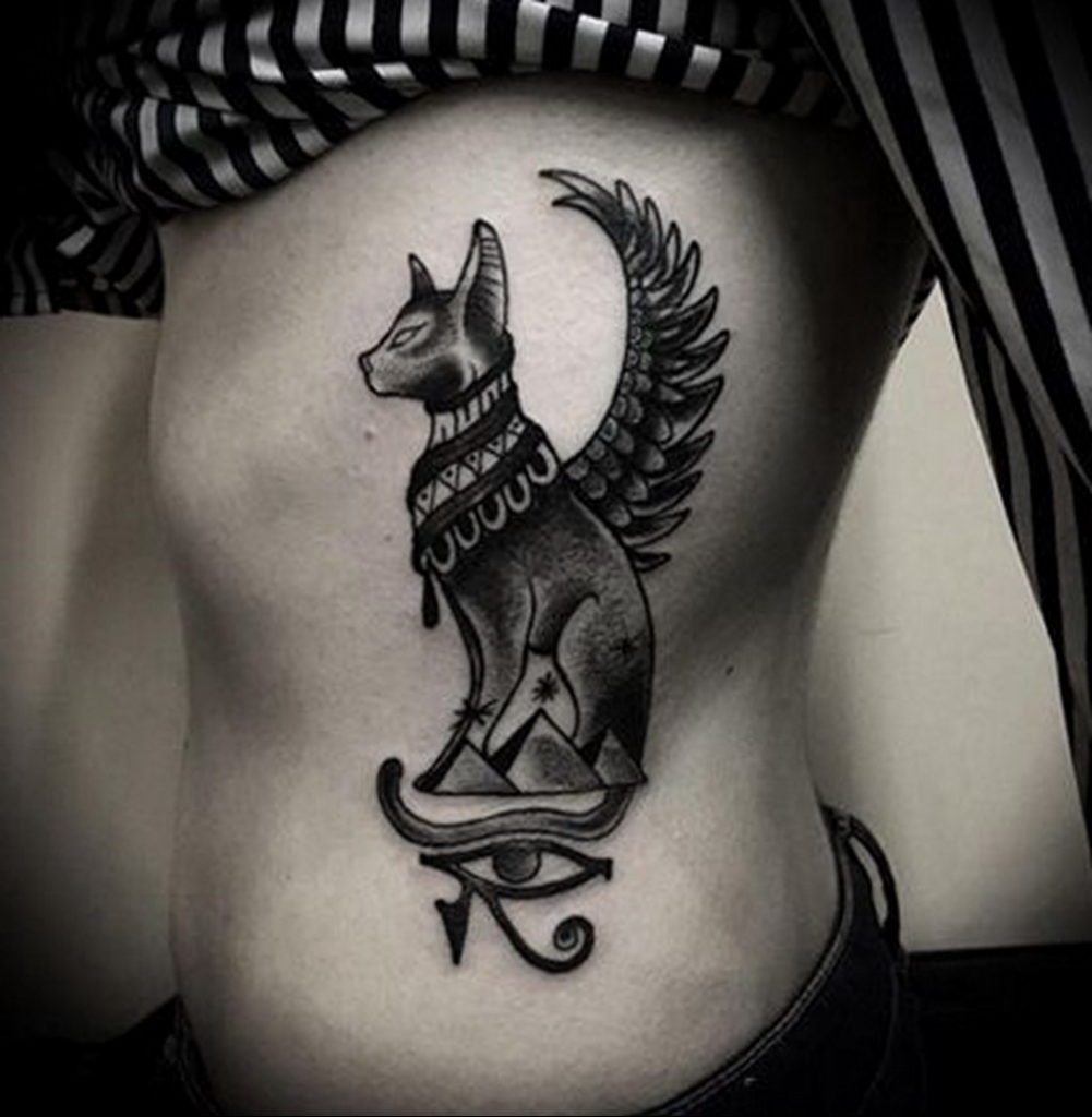 cat tattoo with wings 03.12.2019 №008 -cat tattoo- tattoovalue.net