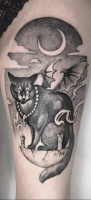 cat tattoo with wings 03.12.2019 №009 -cat tattoo- tattoovalue.net